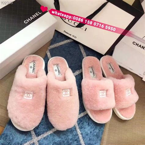 chanel slippers fur